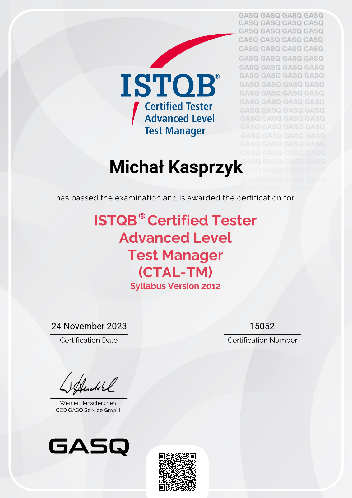 Certyfikat ISTQB Test Manager